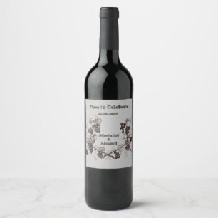 Étiquette Pour Bouteilles De Vin Mariage Célébration Vintage vignes de raisins Élég