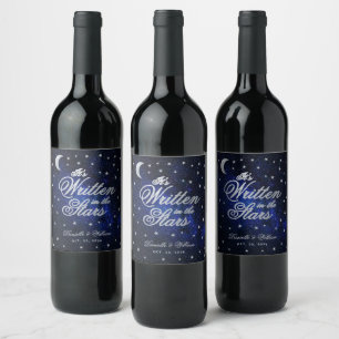 Étiquette Pour Bouteilles De Vin Mariage céleste écrit dans la Lune des étoiles Scr
