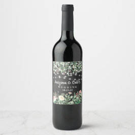 Étiquette Pour Bouteilles De Vin Mariage Chalkboard Floral Bois
