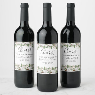Étiquette Pour Bouteilles De Vin Mariage classique blanc Magnolias élégant