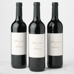Étiquette Pour Bouteilles De Vin Mariage Classique Ivoire et Or Intemporel