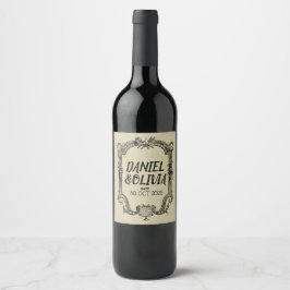 Étiquette Pour Bouteilles De Vin Mariage classique Vintage vert noir