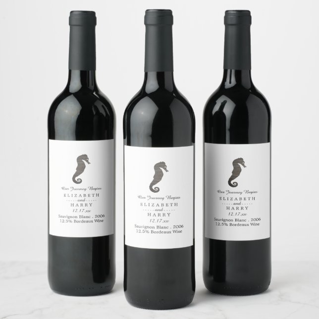 Étiquette Pour Bouteilles De Vin Mariage Clay Seahorse Beach (Bouteilles)