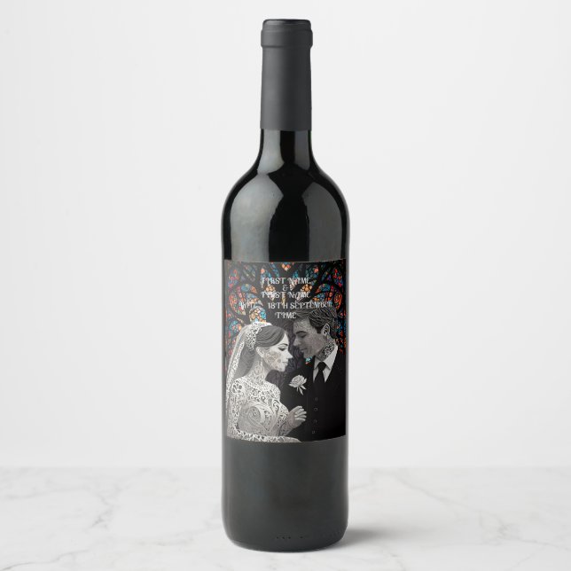 Étiquette Pour Bouteilles De Vin Mariage couple idées cadeaux personnalisées (Devant)