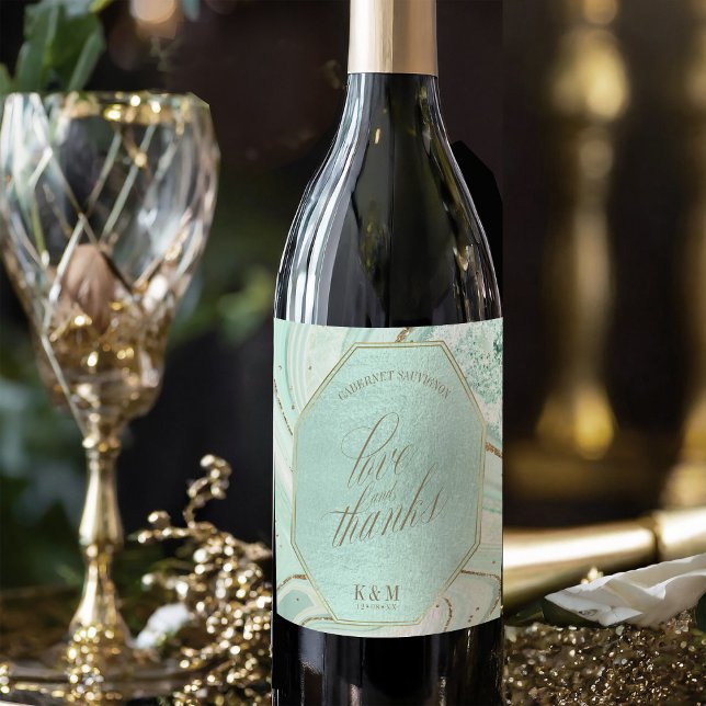Étiquette Pour Bouteilles De Vin Mariage d'agrégation Abstrait Merci V1 Mint ID827 (Créateur téléchargé)
