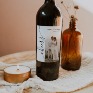 Étiquette Pour Bouteilles De Vin Mariage d'arc photo de script vertical
