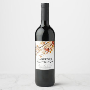 Étiquette Pour Bouteilles De Vin Mariage d'Automne aux Pommes et Fleurs