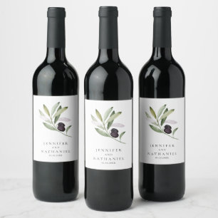 Étiquette Pour Bouteilles De Vin Mariage de branche d'olivier personnalisé