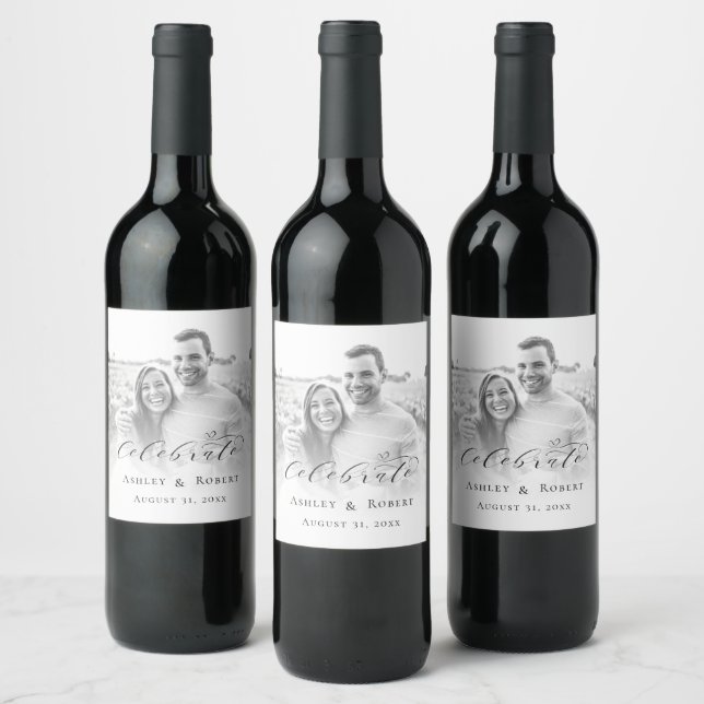 Étiquette Pour Bouteilles De Vin Mariage de calligraphie photo (Bouteilles)