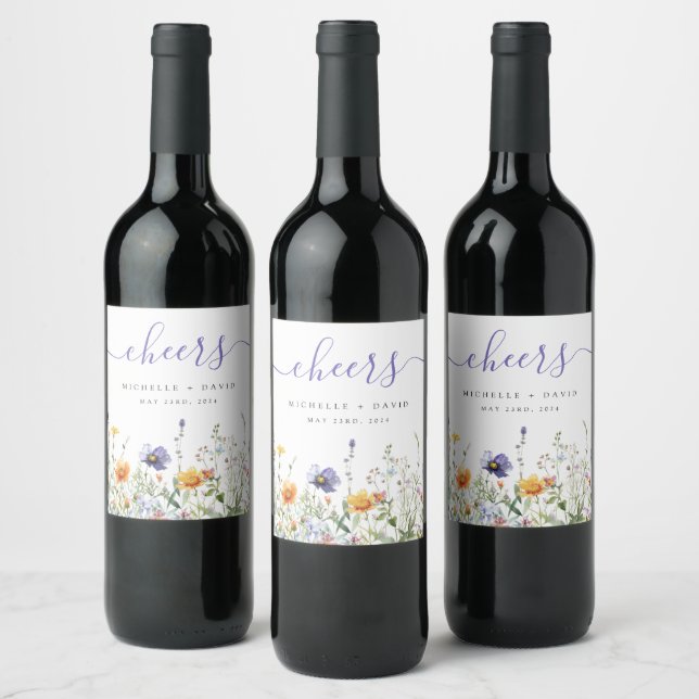 Étiquette Pour Bouteilles De Vin Mariage de champ fleur sauvage (Bouteilles)