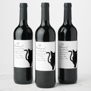 Étiquette Pour Bouteilles De Vin Mariage de chat noir Whimsical moderne