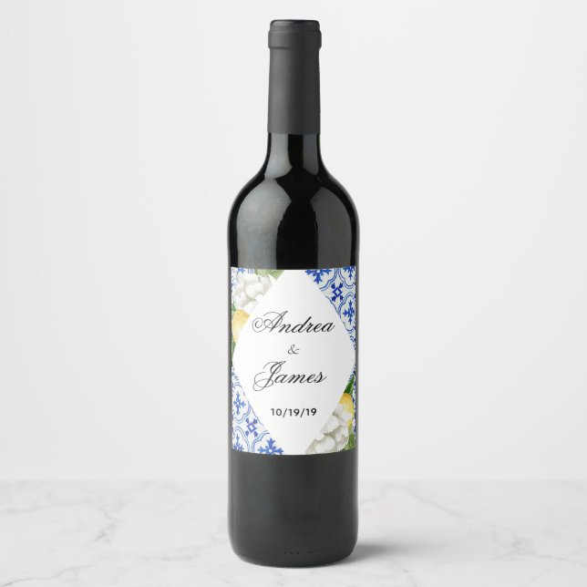 Étiquette Pour Bouteilles De Vin Mariage de citron méditerranéen (Devant)