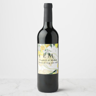 Étiquette Pour Bouteilles De Vin Mariage de citrons jaunes frais