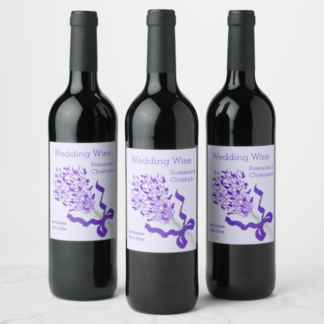 Étiquette Pour Bouteilles De Vin Mariage de conception de Lavande (Bouteilles)