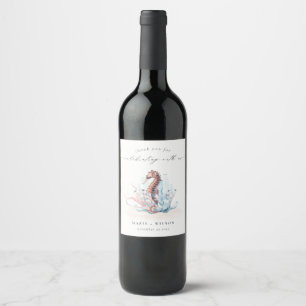Étiquette Pour Bouteilles De Vin Mariage de corail d'algues sous-marines