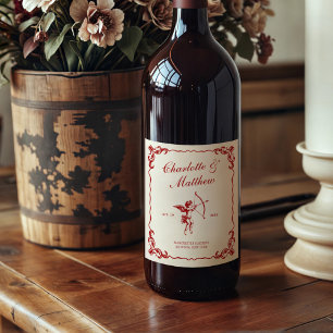 Étiquette Pour Bouteilles De Vin Mariage de Cupid'Arrow Red Vintage