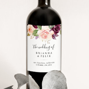 Étiquette Pour Bouteilles De Vin Mariage de feuillage végétal rustique