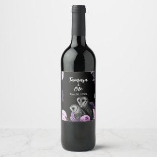 Étiquette Pour Bouteilles De Vin Mariage de hiboux gothiques