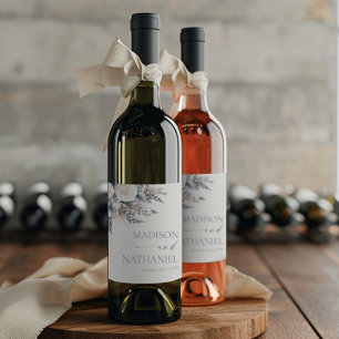 Étiquette Pour Bouteilles De Vin Mariage de jardin floral de rose blanche Boho