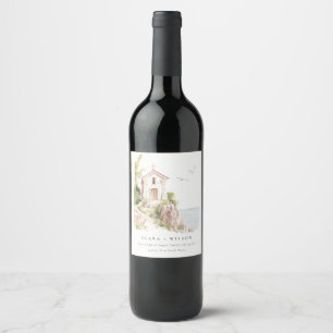 Étiquette Pour Bouteilles De Vin Mariage de l'église catholique de l'aquarelle côti