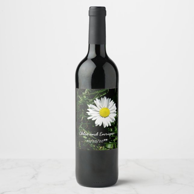 Étiquette Pour Bouteilles De Vin Mariage de marguerite personnalisé (Devant)