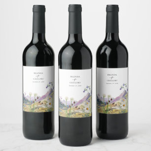 Étiquette Pour Bouteilles De Vin Mariage de montagne Rustique Fleur sauvage aquarel
