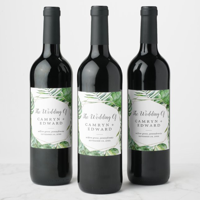 Étiquette Pour Bouteilles De Vin Mariage de palmier sauvage (Bouteilles)