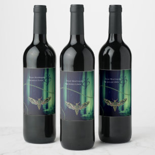 Étiquette Pour Bouteilles De Vin Mariage de papillon gothique enchanté