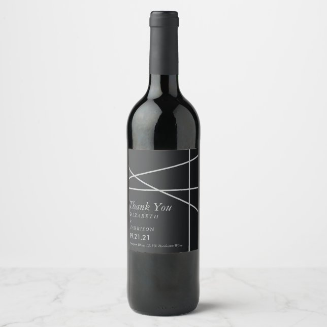Étiquette Pour Bouteilles De Vin Mariage de style géométrique simple (Devant)