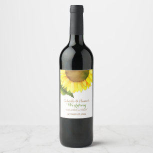 Étiquette Pour Bouteilles De Vin Mariage de tournesol de campagne