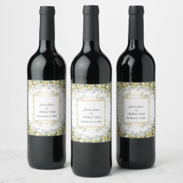 Étiquette Pour Bouteilles De Vin Mariage de trame or Eucalyptus Botanique