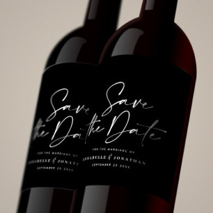 Étiquette Pour Bouteilles De Vin Mariage de typographie noire décontracté moderne