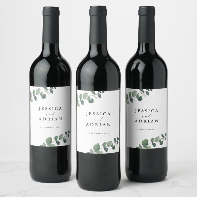Étiquette Pour Bouteilles De Vin Mariage d'élégance verte feutrée (Bouteilles)