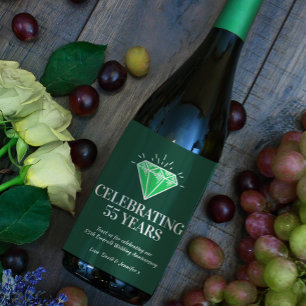 Étiquette Pour Bouteilles De Vin Mariage d'émeraude anniversaire vert faveur vin ét