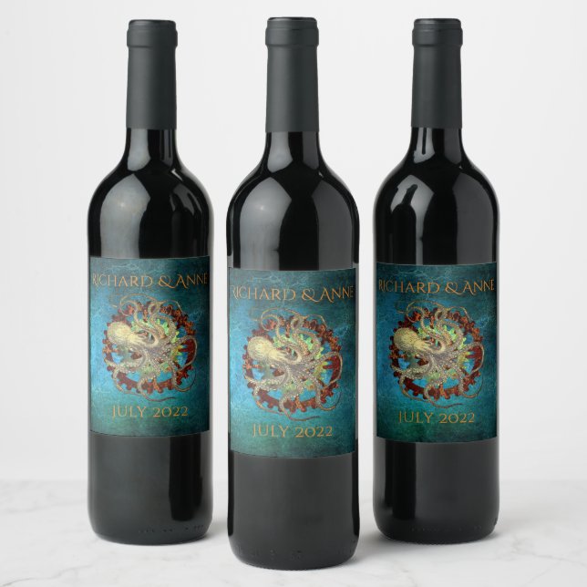 Étiquette Pour Bouteilles De Vin Mariage d'engrenages Rusty Steampunk personnalisé (Bouteilles)