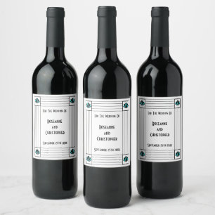 Étiquette Pour Bouteilles De Vin Mariage design Art déco bleu