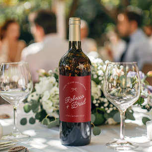 Étiquette Pour Bouteilles De Vin Mariage d'esquisse simple main rouge et blanche