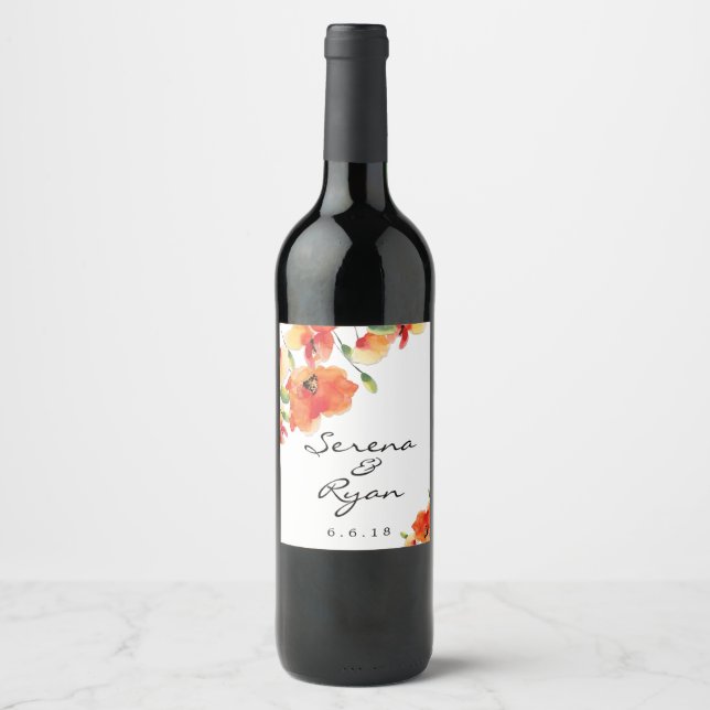 Étiquette Pour Bouteilles De Vin Mariage d'été Golden Poppy (Devant)
