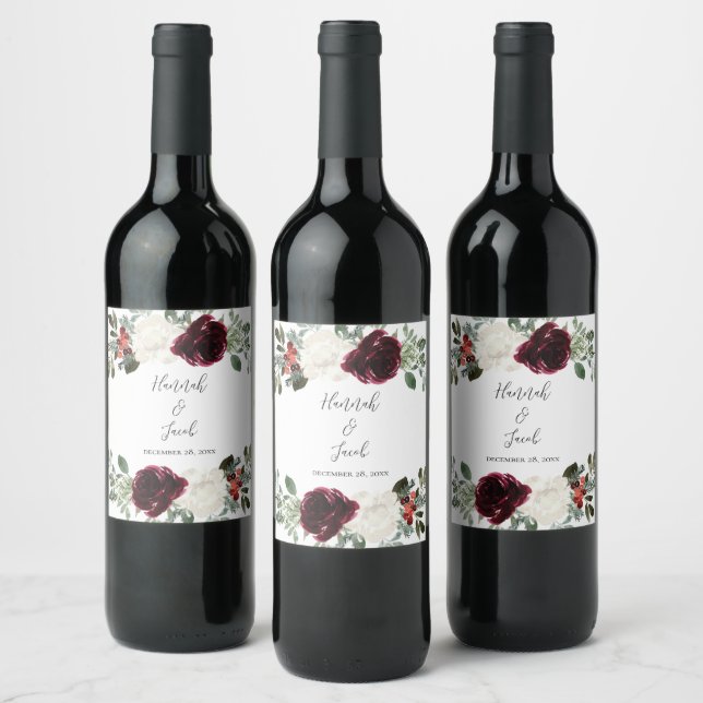Étiquette Pour Bouteilles De Vin Mariage d'hiver de Noël élégant (Bouteilles)