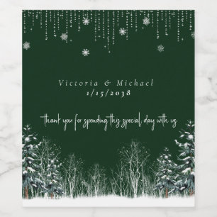 Étiquette Pour Bouteilles De Vin Mariage d'hiver Pins Arbres Snowflakes