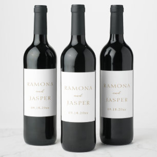 Étiquette Pour Bouteilles De Vin Mariage élégant minimal d'or Ramona