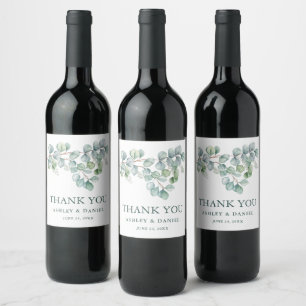Étiquette Pour Bouteilles De Vin Mariage élégant moderne Eucalyptus verdure