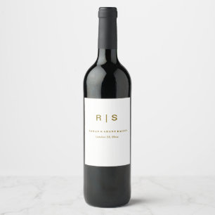 Étiquette Pour Bouteilles De Vin Mariage élégant monogramme marron