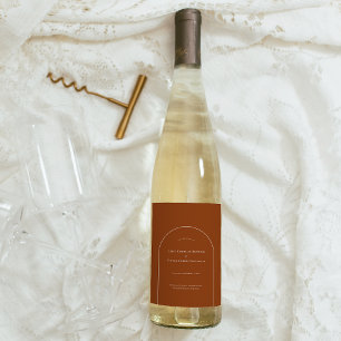 Étiquette Pour Bouteilles De Vin Mariage en terre cuite Boho Arch simple