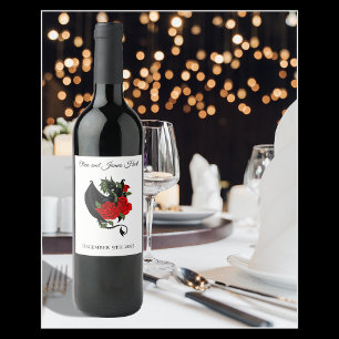 Étiquette Pour Bouteilles De Vin Mariage Fantastique du Dragon Noir et des Roses Ro