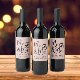 Étiquette Pour Bouteilles De Vin Mariage Faveur M. Mme Blush