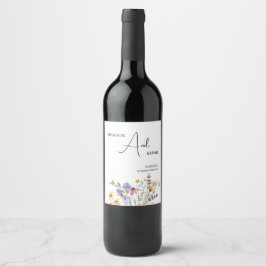 Étiquette Pour Bouteilles De Vin Mariage Fleur sauvage Boho