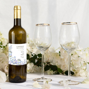 Étiquette Pour Bouteilles De Vin Mariage Fleur sauvage de Periwinkle