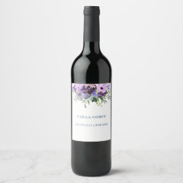 Étiquette Pour Bouteilles De Vin Mariage fleuri violet