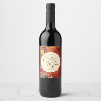 Étiquette Pour Bouteilles De Vin Mariage Floral du Soleil Méditerranéen Boho Terrac